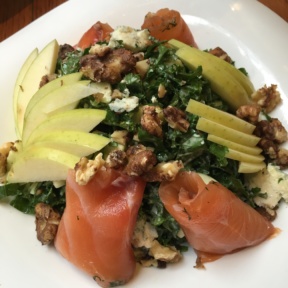 Gluten-free kale salad with smoked salmon from Smorgas Chef