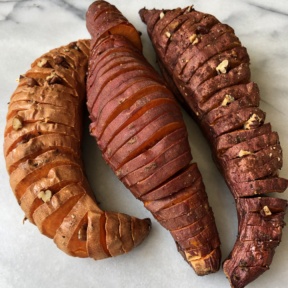 Hasselback Sweet Potatoes with nuts