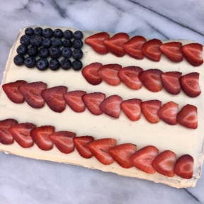Gluten-free Flag Cake with buttercream frosting