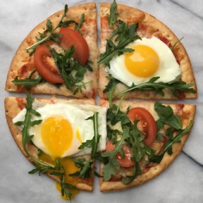 Cauliflower Cheese Pizza with eggs