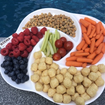 Gluten-free snacks by the pool with Biena Snacks
