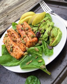 Healthy gluten-free salmon salad