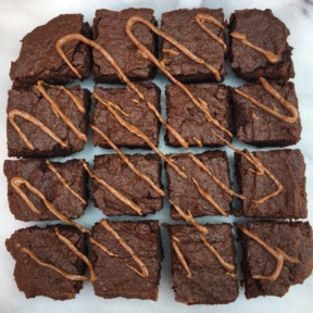 Paleo Nut Butter Brownies with nut butter drizzle