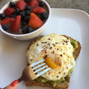 Gluten-free avocado toast with a soft egg from Granola Bar