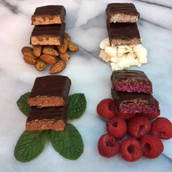 Bars by Truth Bar with raspberries, mint, almonds, and coconut