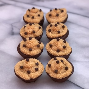 Gluten-free dairy-free Brownie Bites with Peanut Butter Frosting
