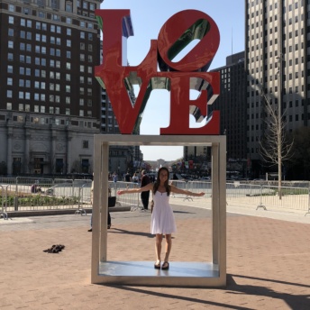 Jackie at Love Park in Philly