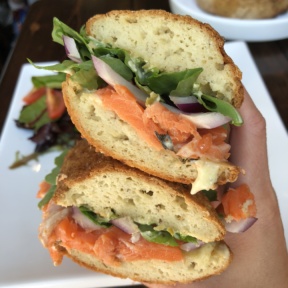 Gluten-free salmon sandwich from Senza Gluten Cafe & Bakery