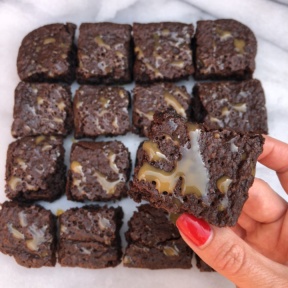 Gluten-free Salted Caramel Drizzled Brownies