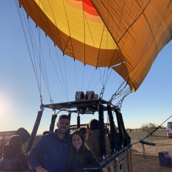 Jackie and Brendan in hot air balloon in Phoenix