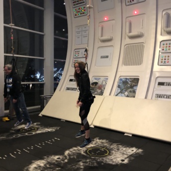 Jackie experiencing zero gravity at Adventure Science Center in Nashville