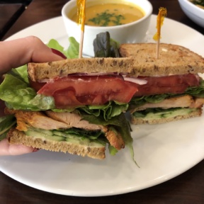 Gluten-free sandwich on GF vegan bread at Novo