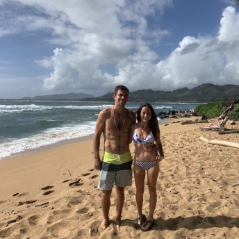 Jackie and Brendan on beach in Kauai