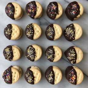 16 Chocolate Dipped Cookie Dough Stuffed Creme Cookies