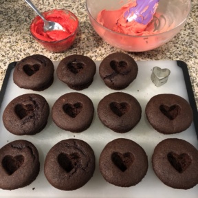 Making gluten-free Frosted Heart Chocolate Cupcakes