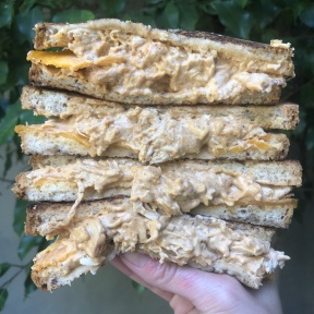 Stack of gluten-free Buffalo Chicken Grilled Cheese