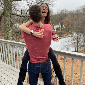 Jackie and Brendan drinking Wild Basin