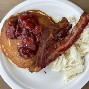 Gluten-free strawberry pancakes from Twist Bakery Cafe