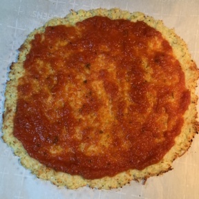 Cauliflower Pizza Crust with marinara sauce
