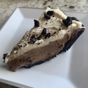 A slice of gluten free Chocolate Cream Pie