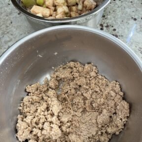 Making gluten-free Pear Crumble