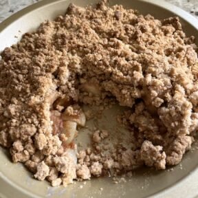 Inside of gluten-free Pear Crumble