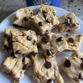 A plate of gluten-free vegan Protein Blondies