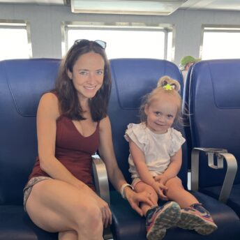 Jackie and Chloe on the ferry to Block Island