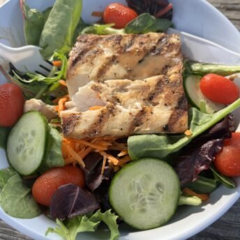 Gluten-free salad with Mahi-Mahi from The Oar