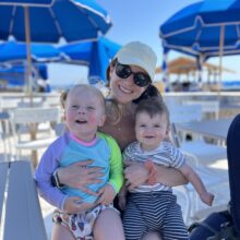 Jackie, Chloe, and Liam at Ballards Beach in Block Island