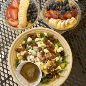 Gluten-free Greek chop salad and smoothie bowls from Persephone's Kitchen