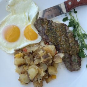 Gluten-free steak and eggs from The Boathouse at Saugatuck