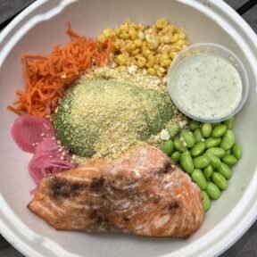 Gluten-free salmon bowl from Avo in NYC