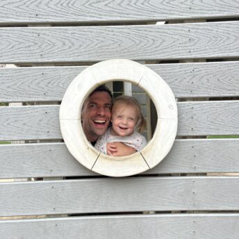 Brendan and Chloe at beach playground in Nantucket