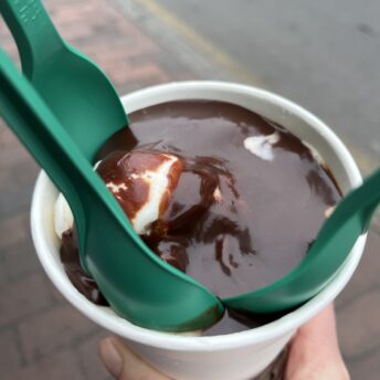 Gluten-free hot fudge sundae from The Juice Bar in Nantucket