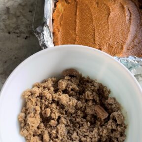 Making the streusel for the Pumpkin Pecan Crumble Bars