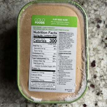 Gluten-free plant-based meal from GOLO Foods